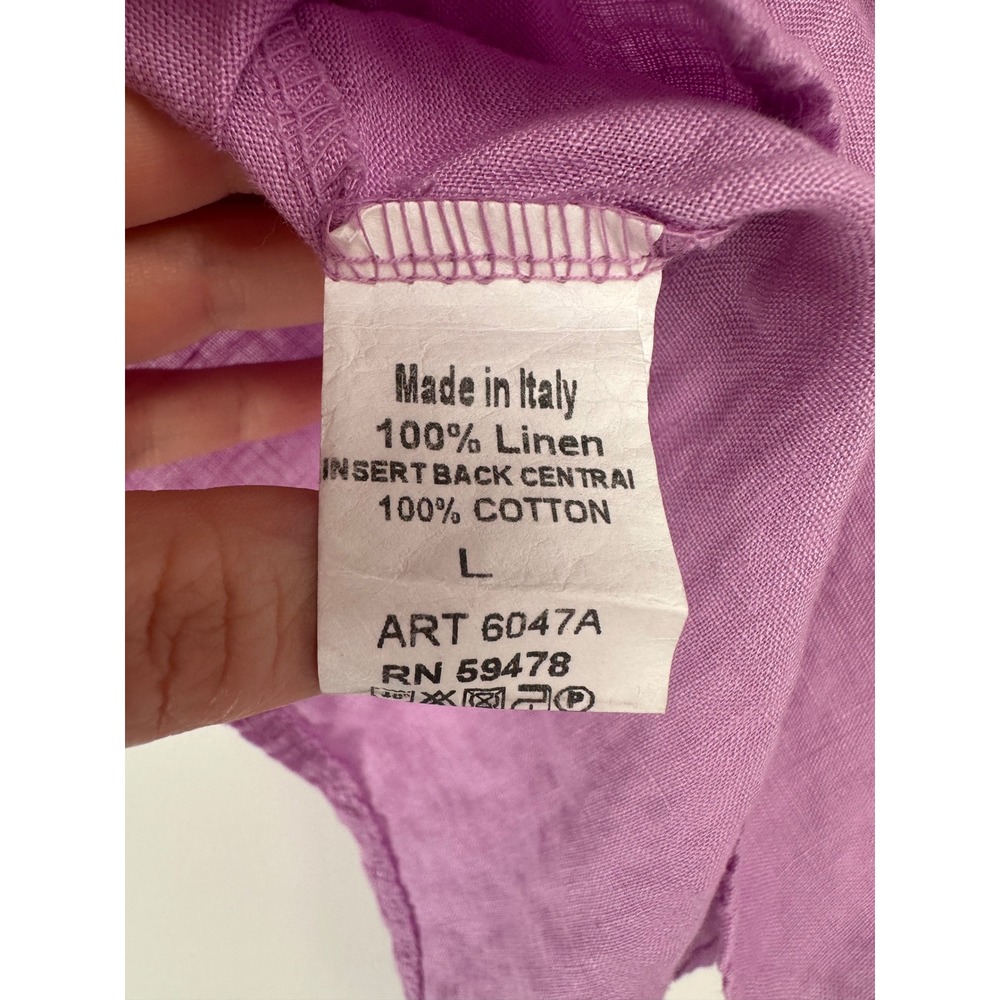 Terzo Millennio Purple Linen Crochet Back Top Made in Italy Resortwear Large - Picture 4 of 7